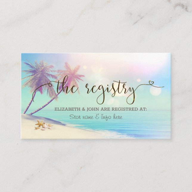 Palms Beach Seashells Wedding Registry Enclosure Card (Front)