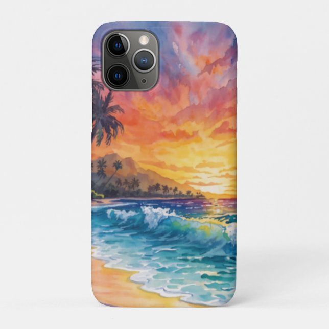 Palms Beach Sunset Hawaii Case-Mate iPhone Case (Back)