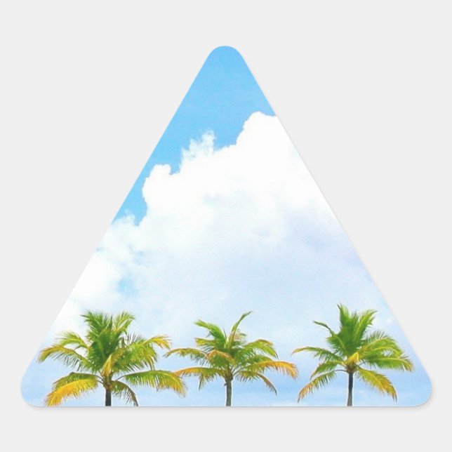 Palms Blue Sky Clouds Custom Blank Template Triangle Sticker (Front)