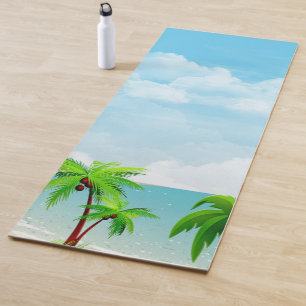 Palms Blue Sky Gym Fitness Modern Template Yoga Mat