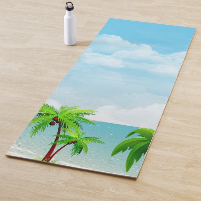 Palms Blue Sky Gym Fitness Modern Template Yoga Mat (In Situ)