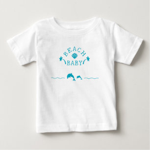 Palms & Dolphins Teal Beach Baby T-Shirt