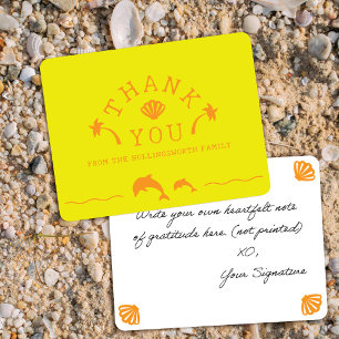 Palms & Dolphins Yellow & Orange Personalised Thank You Card