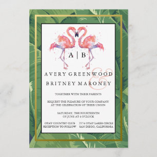 Palms & Flamingos Wedding Invitation