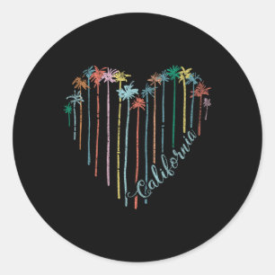 Palms Heart California Republic Surfing Beach Vaca Classic Round Sticker