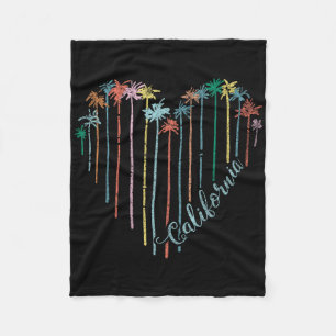 Palms Heart California Republic Surfing Beach Vaca Fleece Blanket