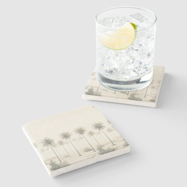 Palms in Miami Stone Coaster (Side)
