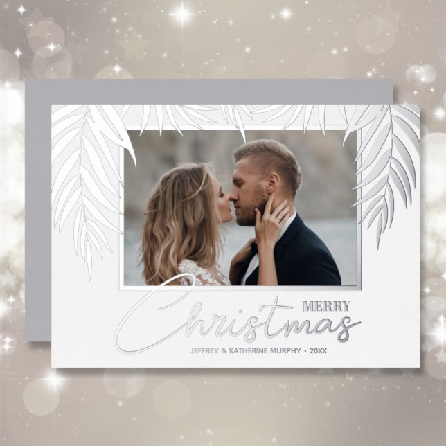 Palms Merry Christmas Photo Foil Holiday Card (Creator Uploaded)