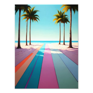 Palms on the beach minimalist photo print