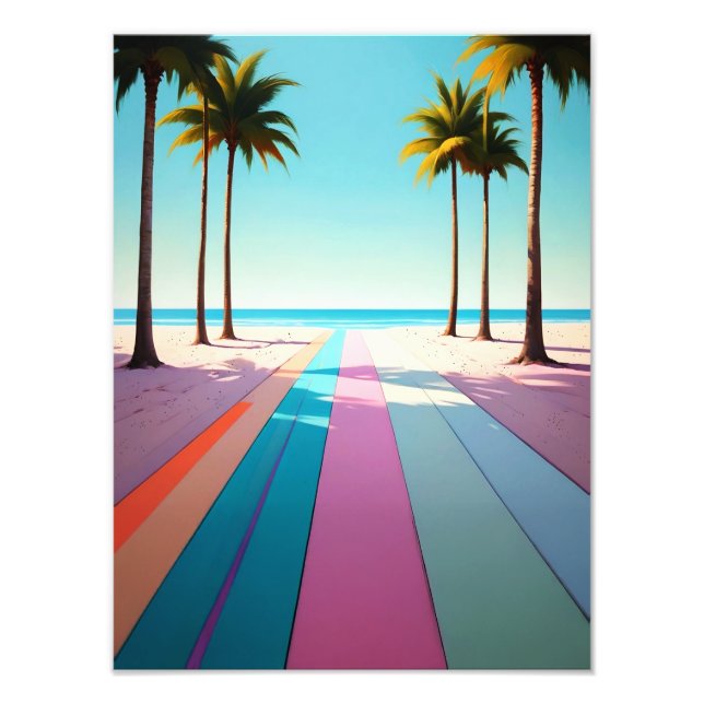 Palms on the beach minimalist photo print (Front)