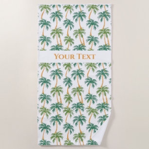 Palms Pattern Summer Vibes Personalised Beach Towel