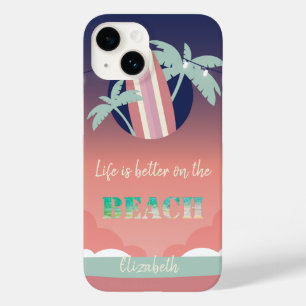 Palms,Surfboard,String Lights Beach Case-Mate iPhone 14 Case