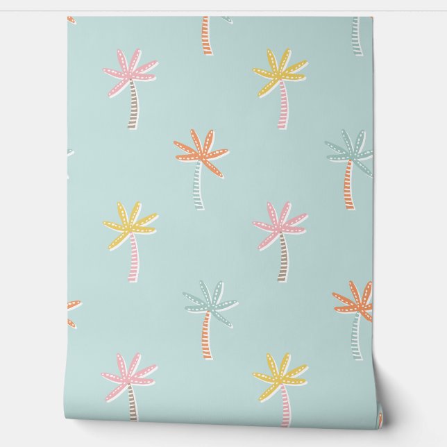 Palmtrees Cute mint Wallpaper (Unrolling)