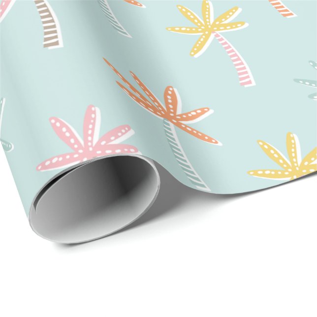 Palmtrees Cute Mint Wrapping Paper (Roll Corner)