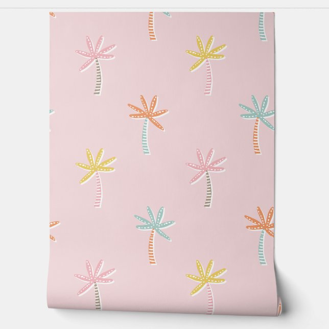 Palmtrees Cute Pink Wallpaper (Unrolling)