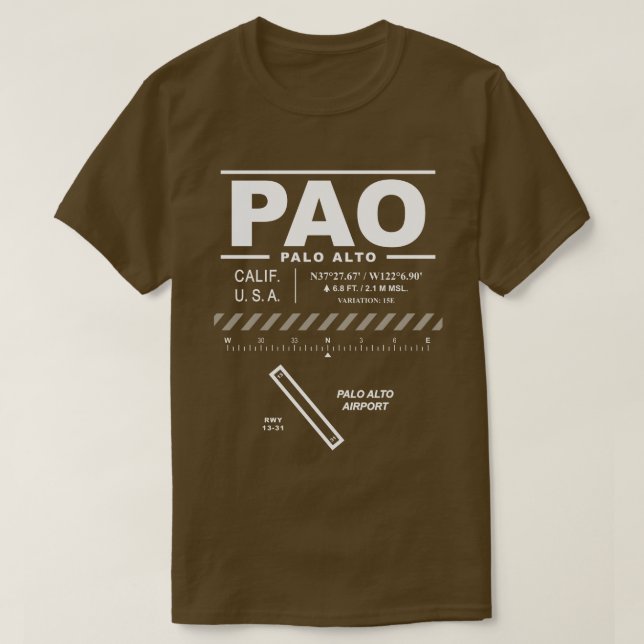 Palo Alto Airport PAO T-Shirt (Design Front)