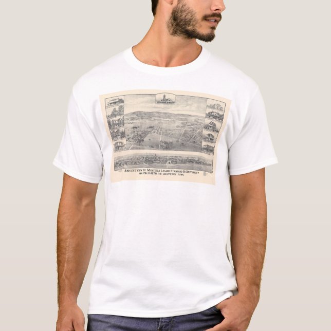 Palo Alto, CA. Panoramic Map 1888 (1658A) T-Shirt (Front)
