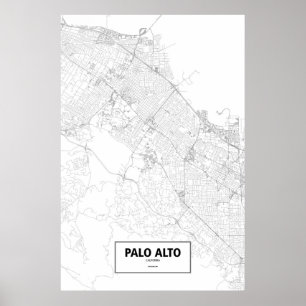 Palo Alto, California (black on white) Poster