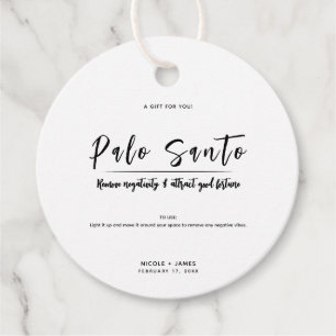 Palo Santo Minimal Modern Smudge Wedding Favour Tags
