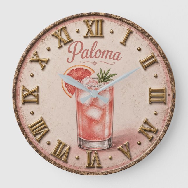 Paloma Tequila Cocktail Bar Decor Large Clock (Front)