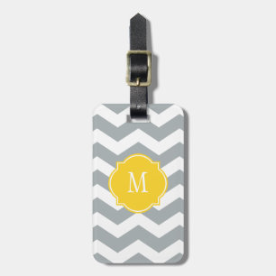 Paloma & White Chevron Monogram Luggage Tag