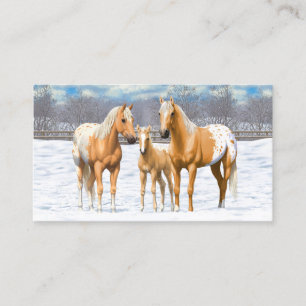 Palomino Appaloosa Horses In Snow Business Card