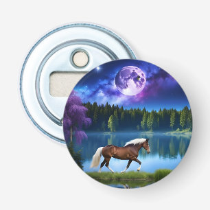 Palomino Belgian Horse under a Purple Starry Sky Bottle Opener
