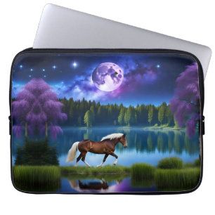 Palomino Belgian Horse under a Purple Starry Sky Laptop Sleeve