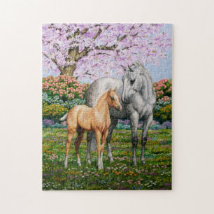 Palomino Foal and Grey Horse Jigsaw Puzzle