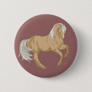 Palomino Horse 6 Cm Round Badge