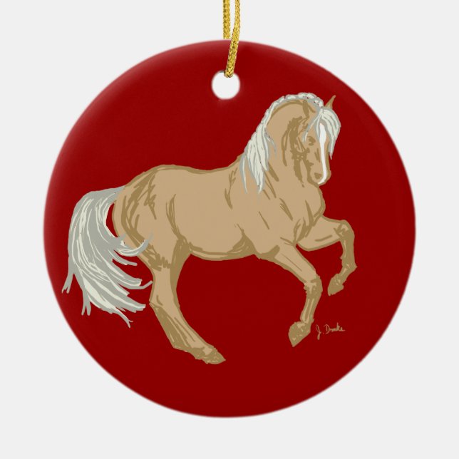 Palomino Horse Ceramic Ornament (Front)