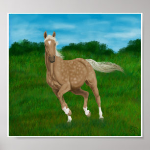 palomino horse in meadow poster