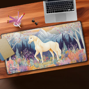 Palomino Horse Mountain Wildflowers Personalised Desk Mat