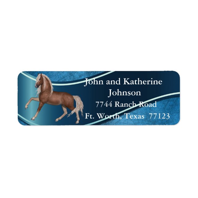 Palomino Horse on Blue  Return Address Labels (Front)