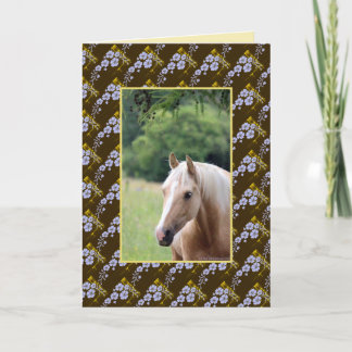 Palomino horse on flower pattern blank inner holiday card
