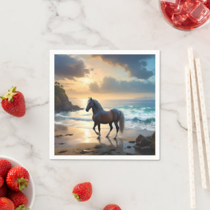 Palomino Horse On The Beach, Napkin
