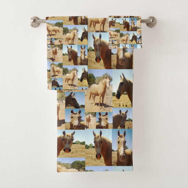 Palomino Horse Photo Collage, Bath Towel Set (Insitu)
