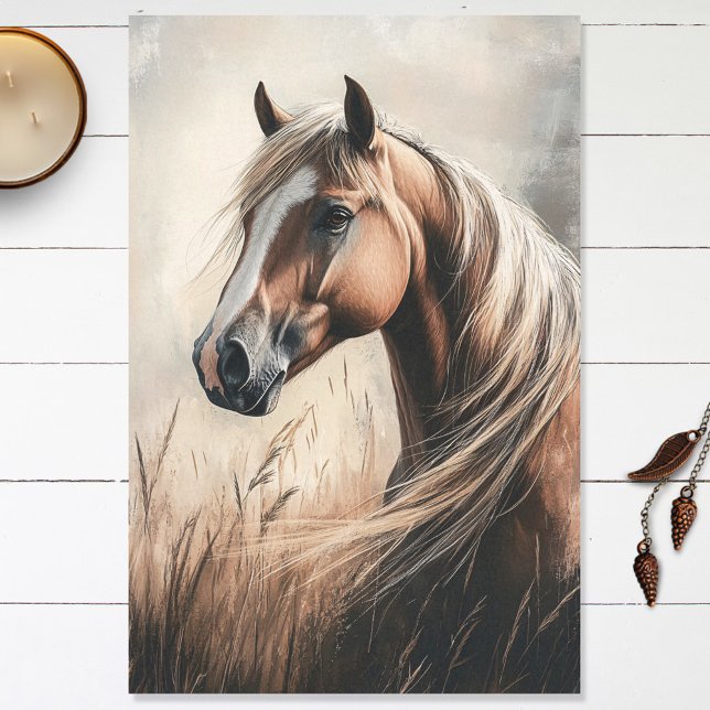 Palomino Horse Portrait Illustration Decoupage Tissue Paper (Creator Uploaded)
