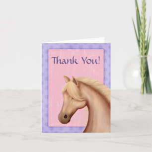 Palomino Horse Purple and Pink Thank You Cards