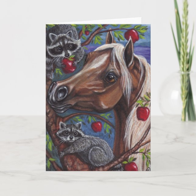 PALOMINO HORSE Racoon Note Card (Front)