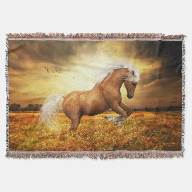 Palomino Horse Throw Blanket (Front)
