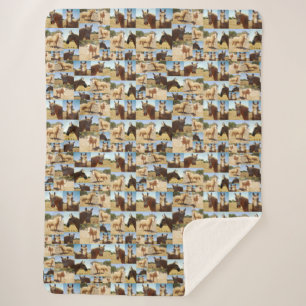 Palomino Horses Collarge, Sherpa Blanket
