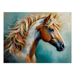 Palomino Paint Mustang Portrait Poster