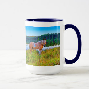 Palomino Pinto by Lake and Forest Scene Mug