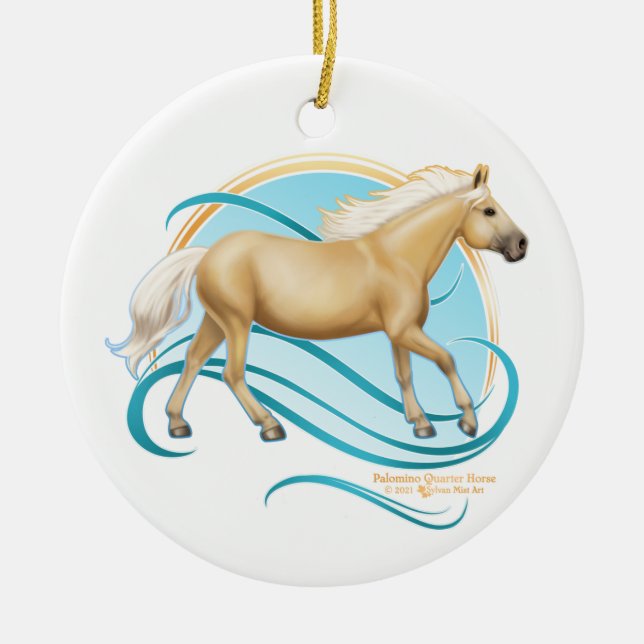 Palomino Quarter Horse Ceramic Ornament (Front)
