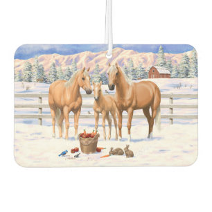 Palomino Quarter Horses In Winter Snow Car Air Freshener