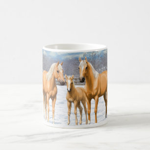 Palomino Quarter Horses In Winter Snow Coffee Mug
