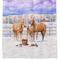 Palomino Quarter Horses In Winter Snow