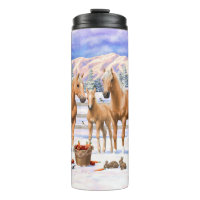 Palomino Quarter Horses In Winter Snow