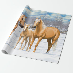 Palomino Quarter Horses In Winter Snow Wrapping Paper